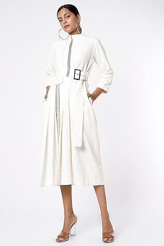 white terry rayon shirt dress