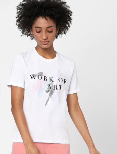 white text print t-shirt