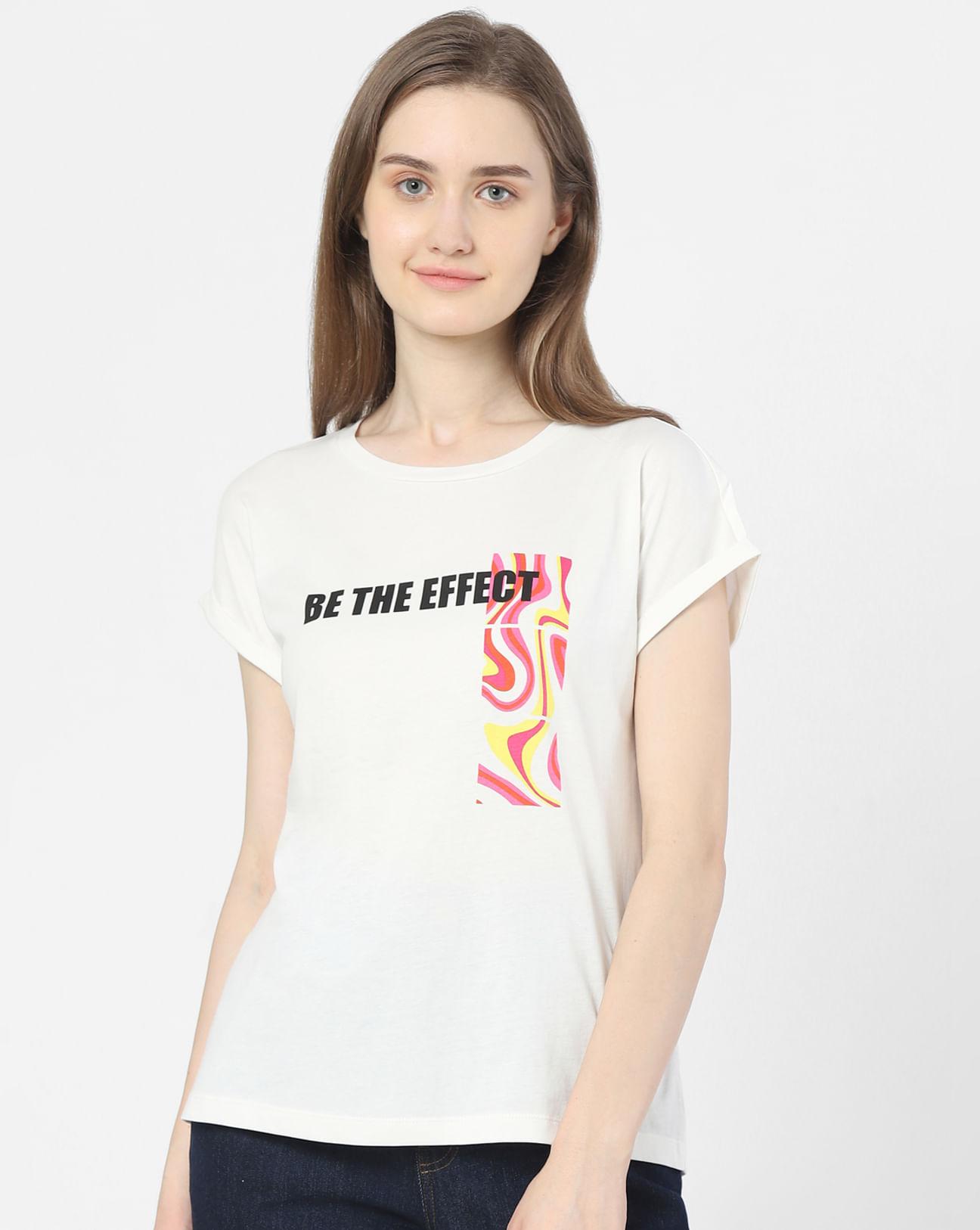 white text print t-shirt