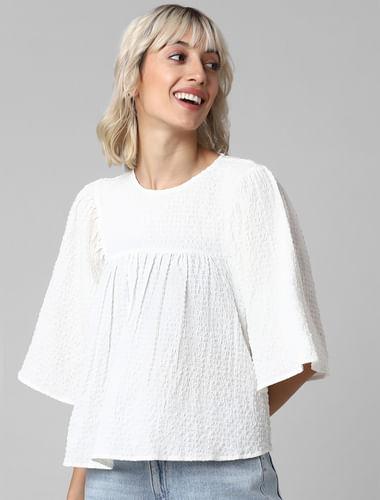 white textured flared top - only