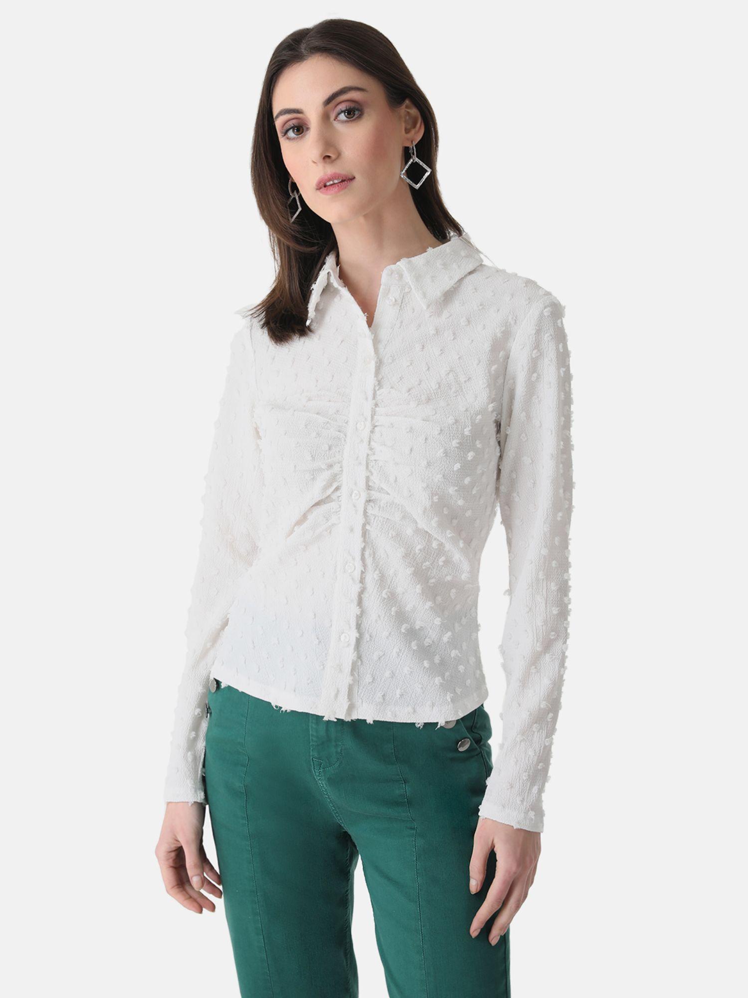 white textured shirt