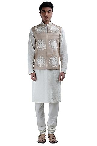 white thread embroidered jacket