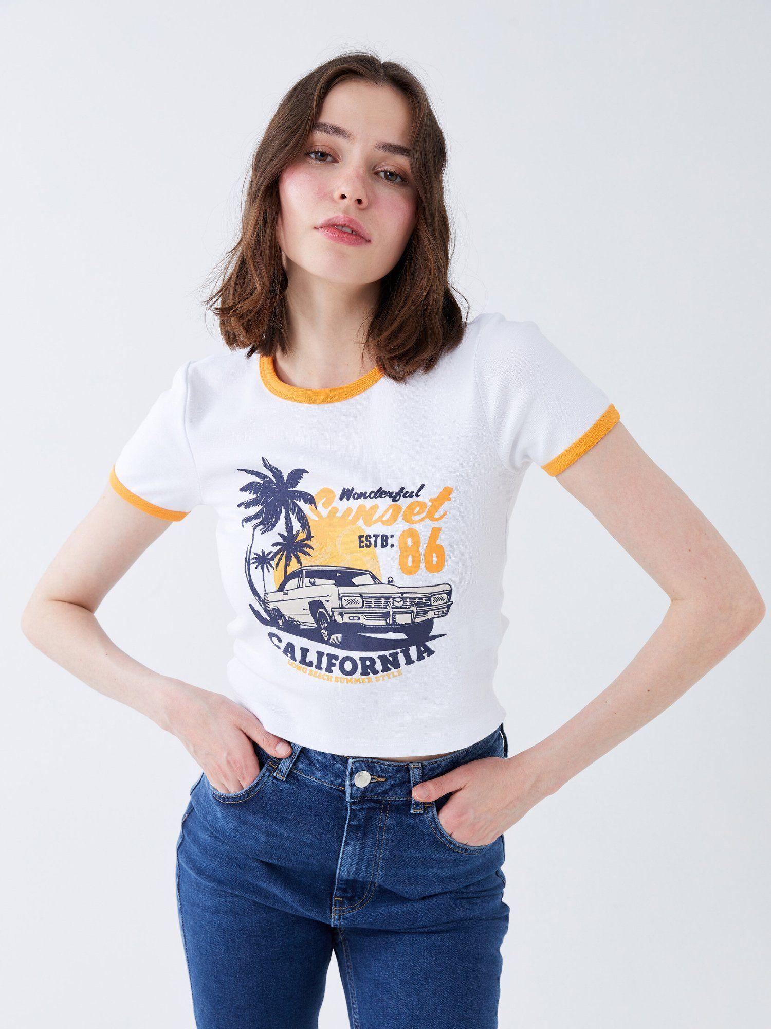 white tropic yellow ribbed california t-shirt