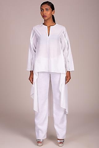 white tunic with grey piping