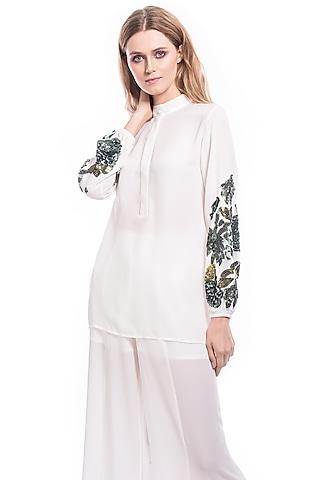 white tunic with sequins embroidery