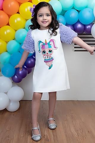 white unicorn shift dress for girls