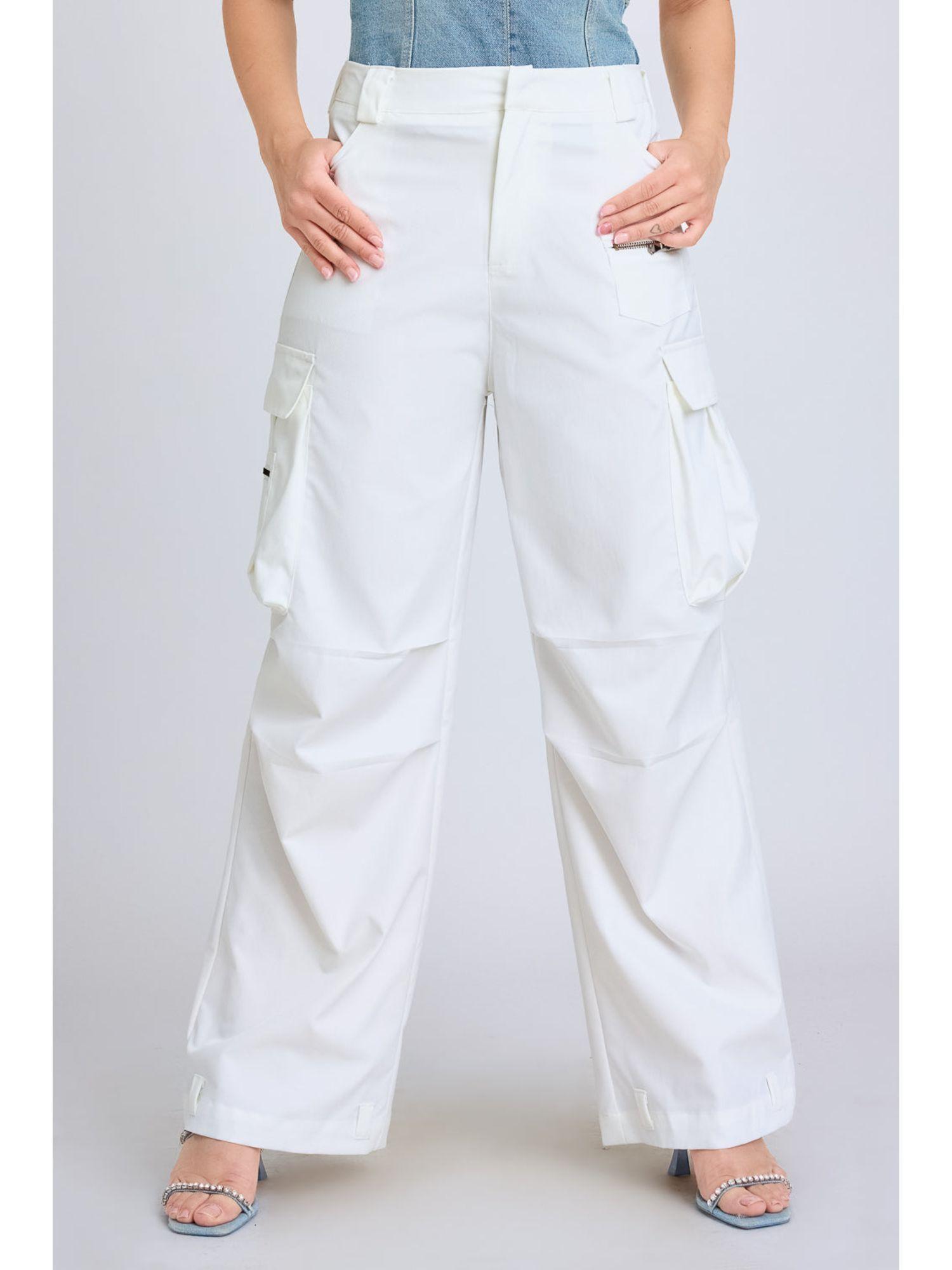 white urban cut cargo pant