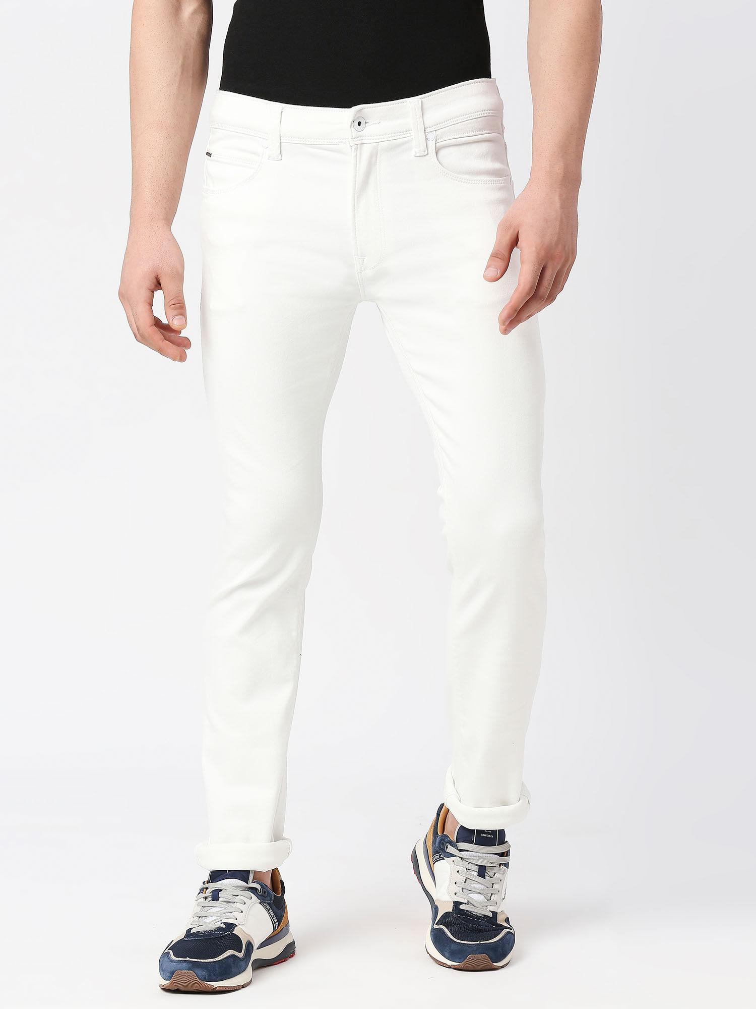 white vapour slim fit mid waist jeans