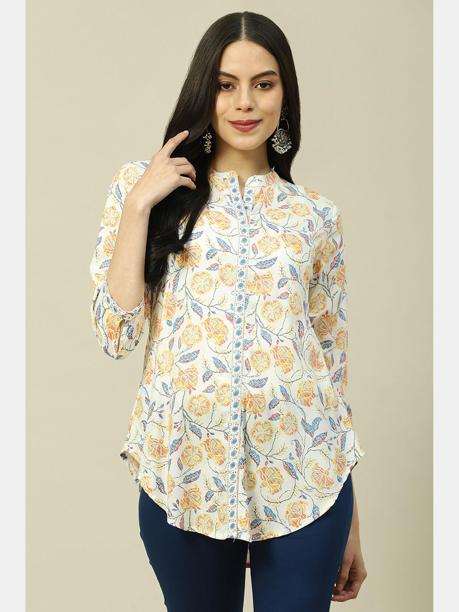 white viscose indie top