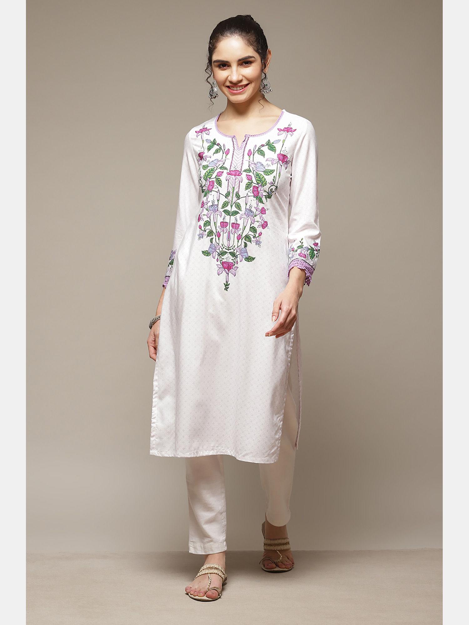 white viscose straight kurta