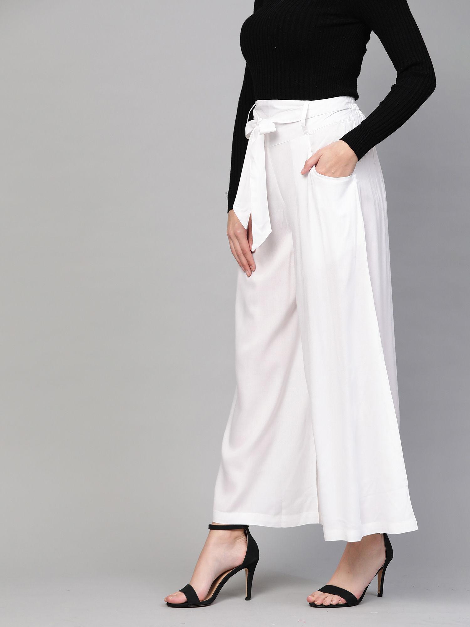 white waistband palazzo