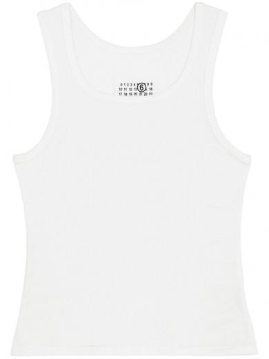 white white ribbed cotton tank top