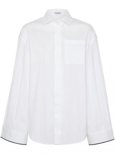 white white shiny cuff detail shirt
