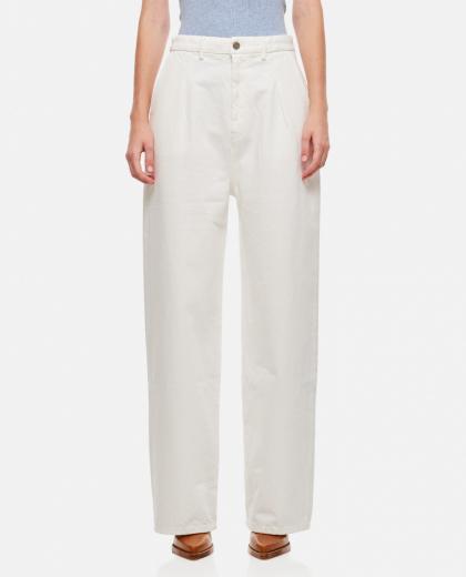 white wide leg denim pants