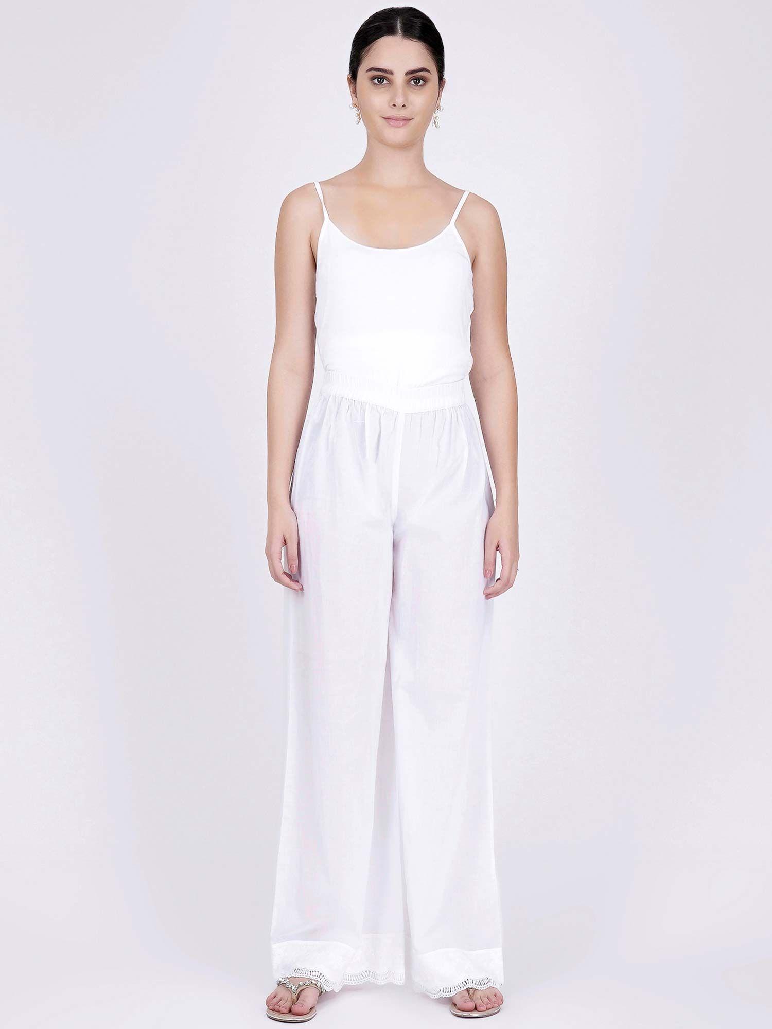 white wide leg pants