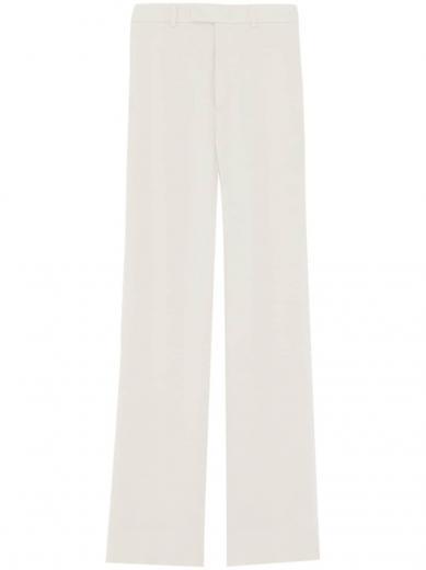 white wide leg satin trousers