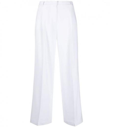 white wide leg tailored trousers