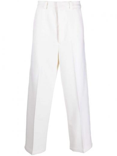 white wide leg trousers