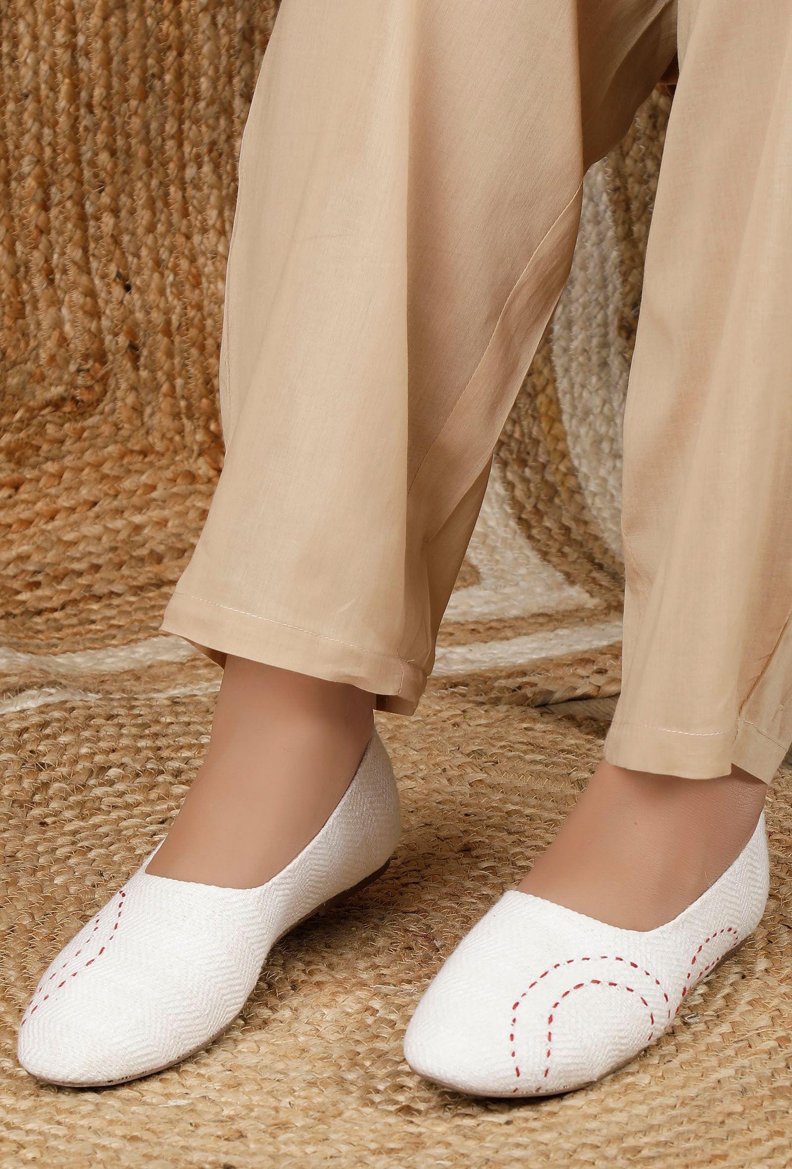 white with detailing pure hemp ballerinas