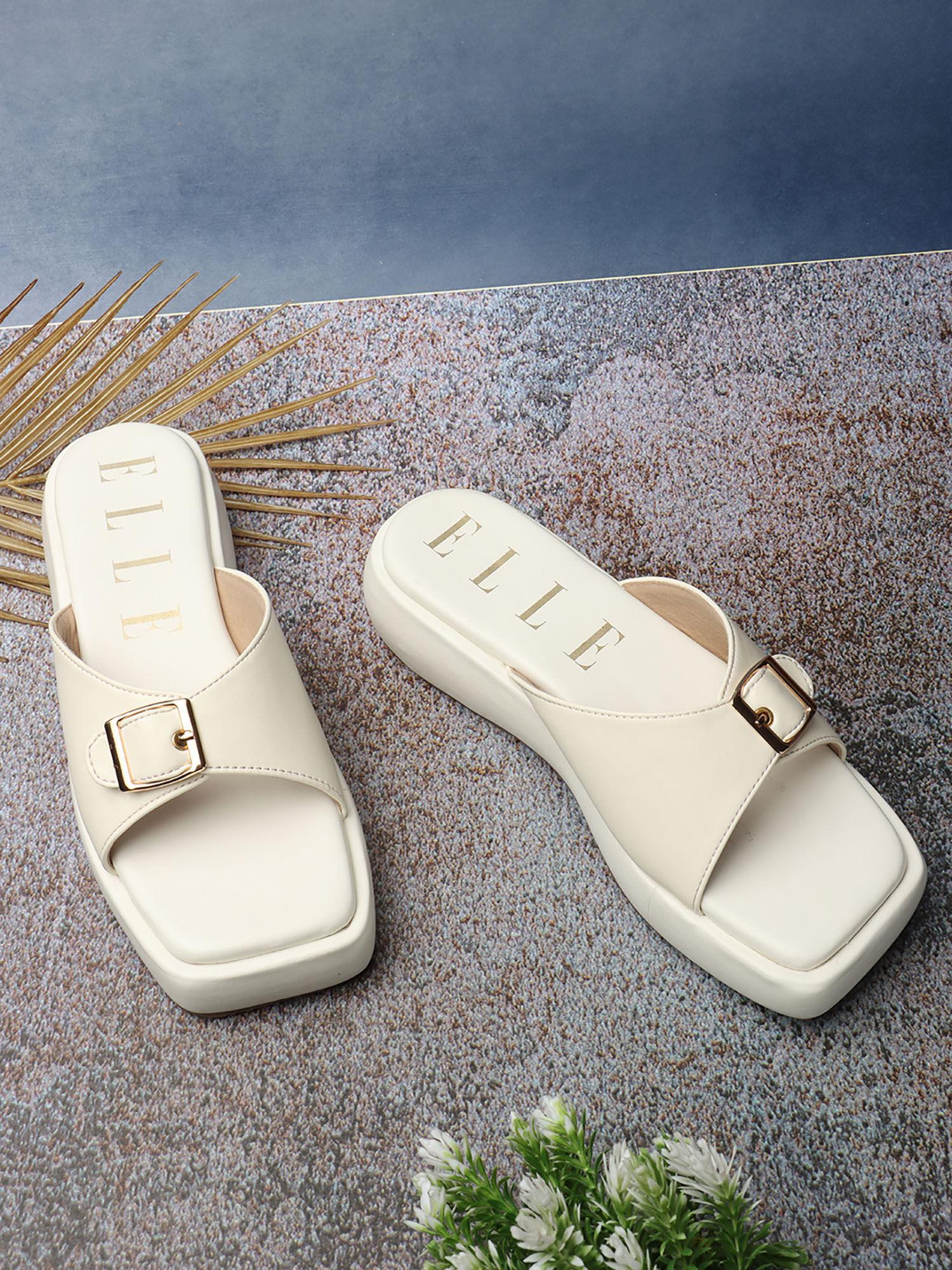 white women buckle sliders