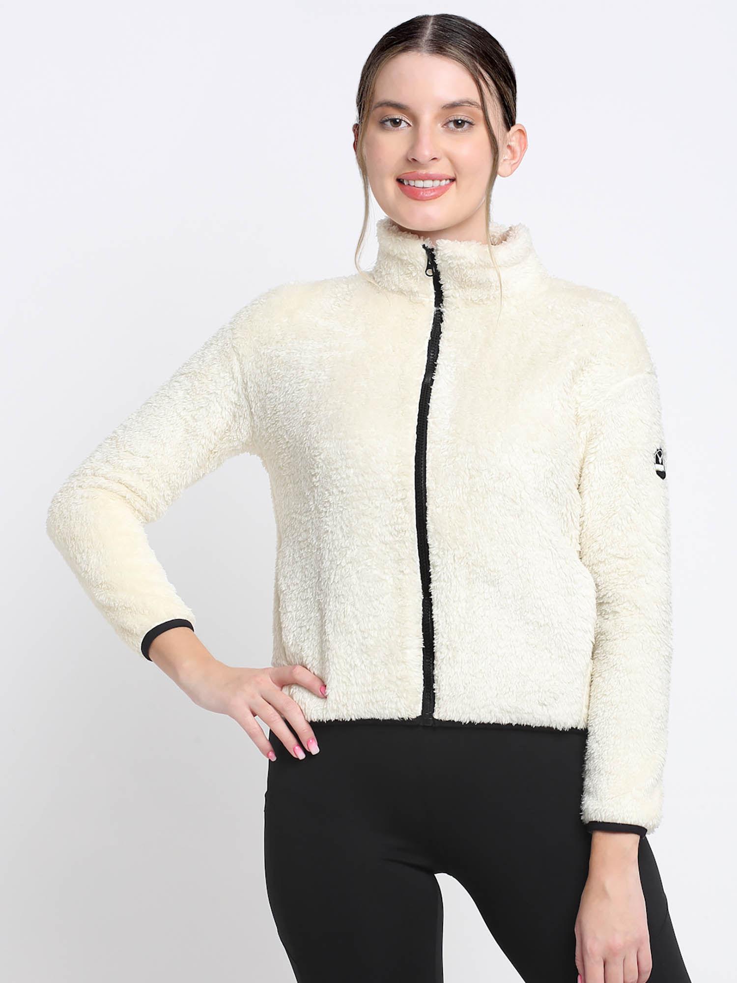 white womens double sherpa jacket