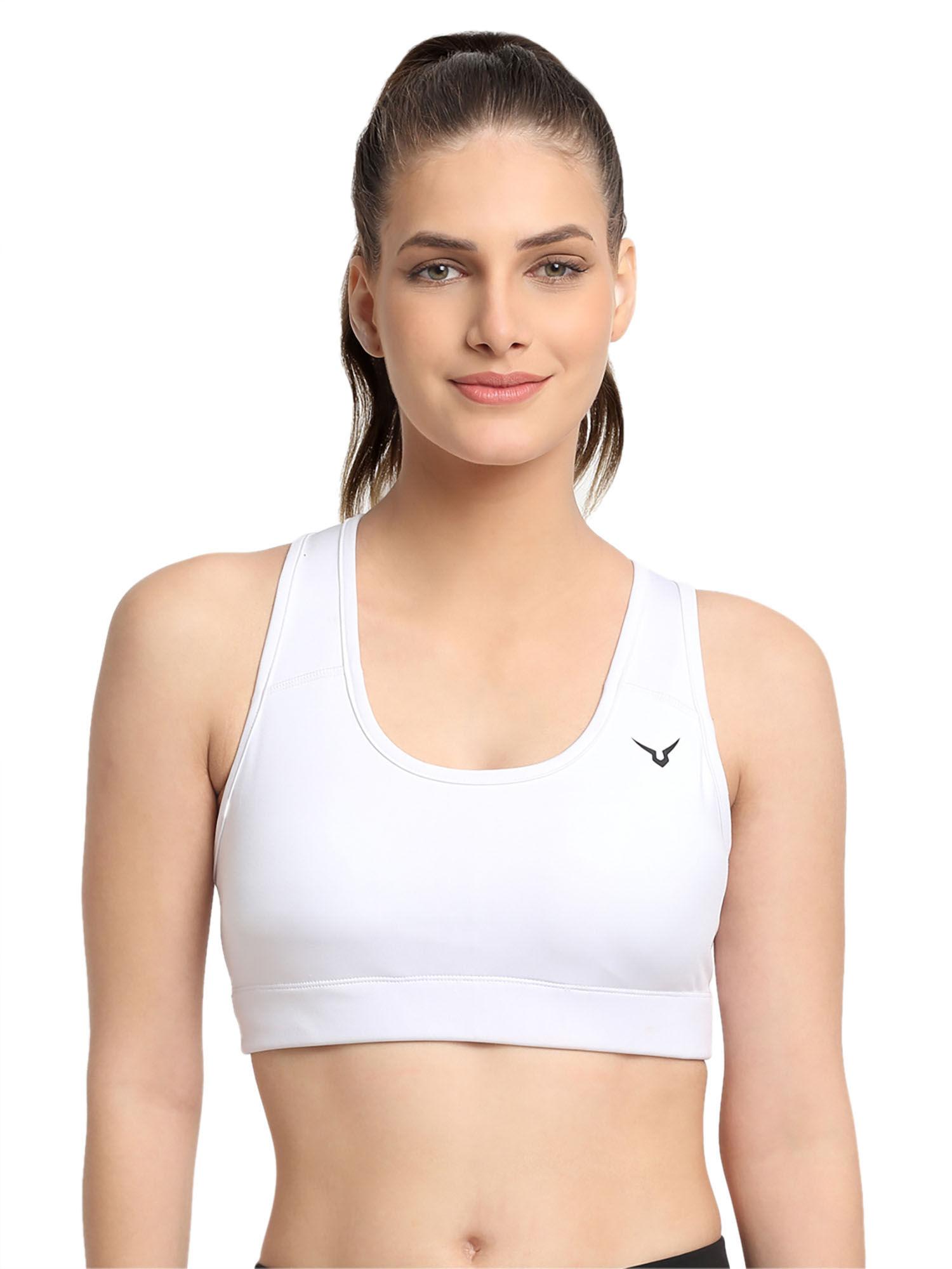 white womens performance sports bra