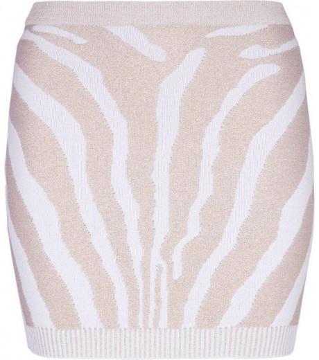 white zebra print knit skirt