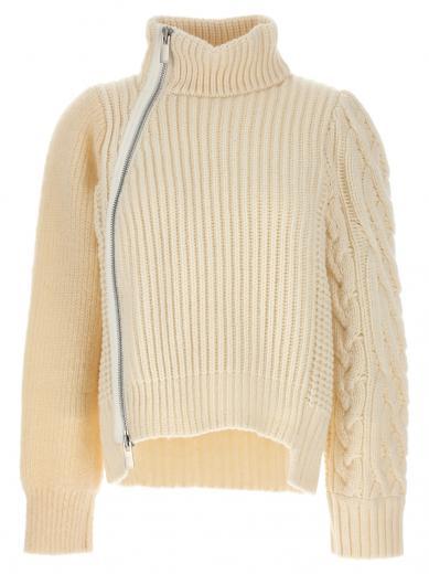 white zip detail sweater