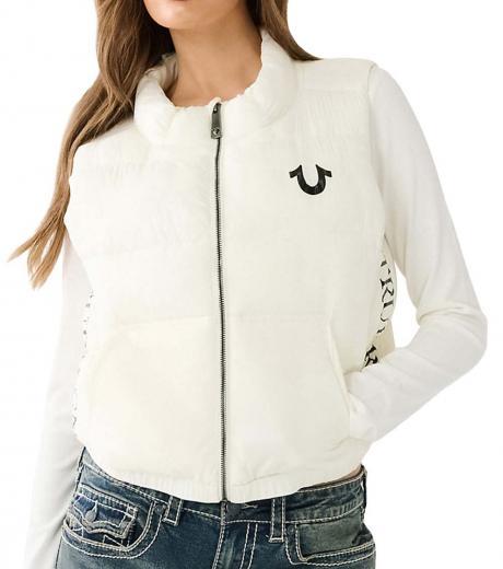 white zip puffer vest