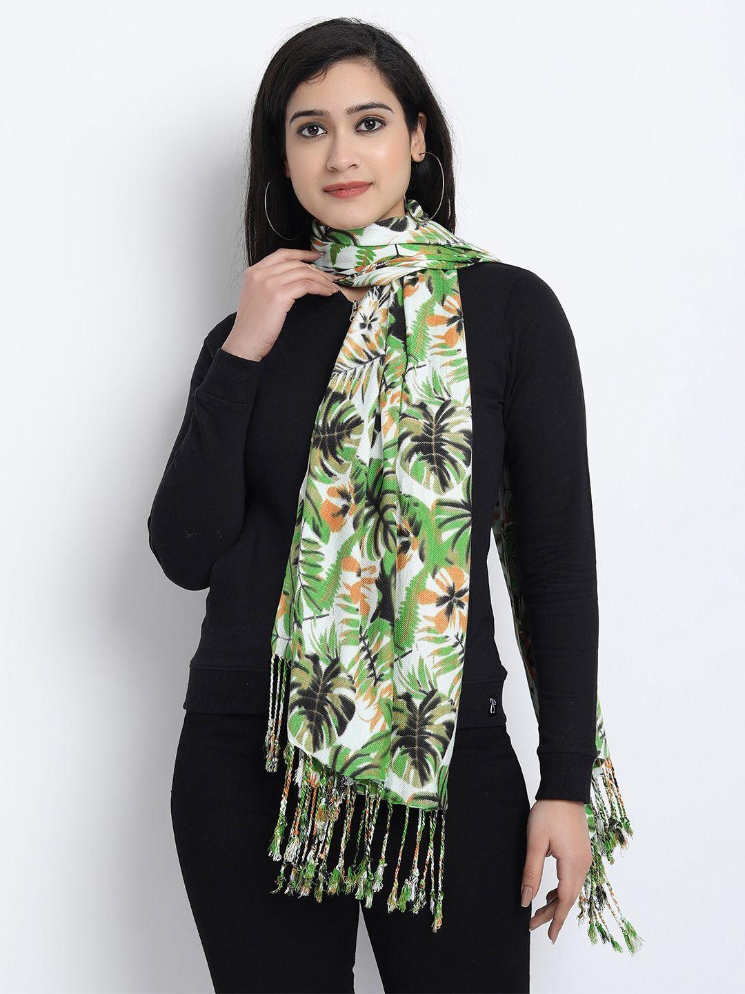 wicked stitch women green & white printed scarf