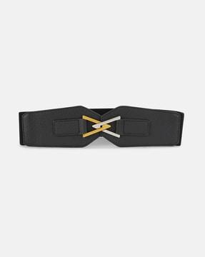 wide belt with metal accent