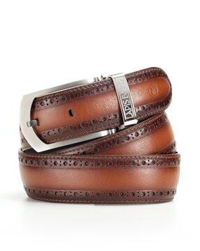 wide belt with tang buckle closure