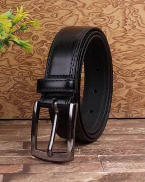 wide belt with tang-buckle closure