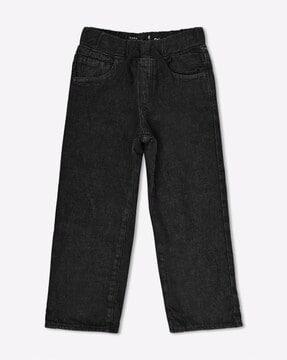 wide leg jeans with elasticated drawstring waist