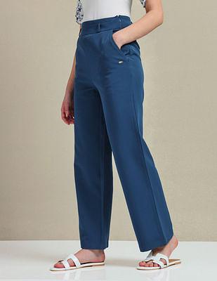 wide leg solid trousers