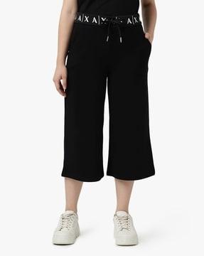 wide-leg pants with logo lettering