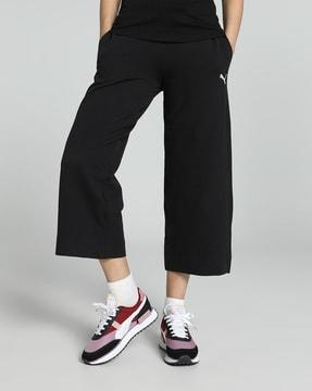 wide-leg 7/8 culottes with logo print