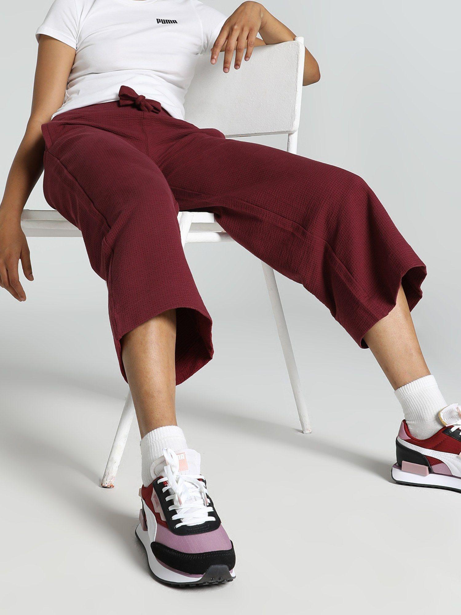 wide leg 7 8 womens red track pant