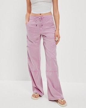 wide-leg cargo pants with drawstring waist