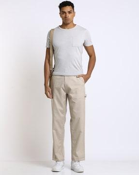 wide leg carpenter cotton linen pants
