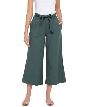 wide-leg culottes with drawstring waist