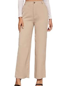 wide-leg flat-front trousers