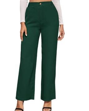 wide-leg flat-front trousers