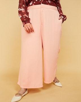 wide-leg flat-front trousers