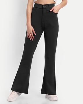 wide-leg flat-front trousers