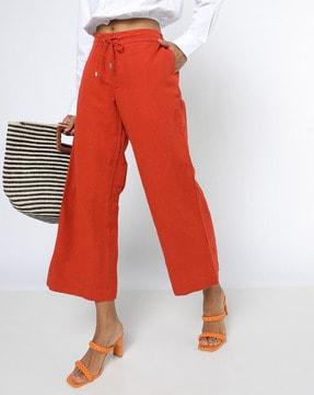 wide-leg high-rise ankle-length pants