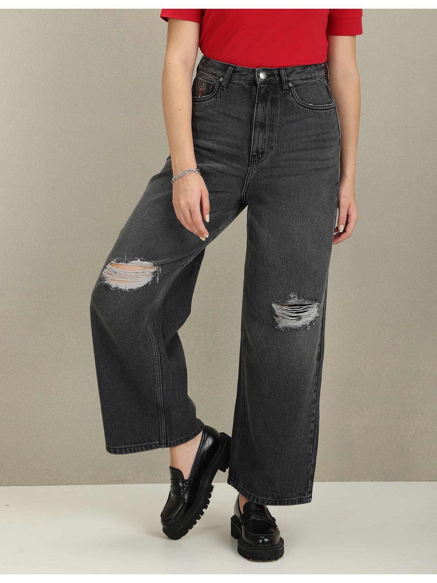 wide leg high rise jeans