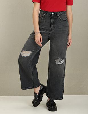 wide leg high rise jeans