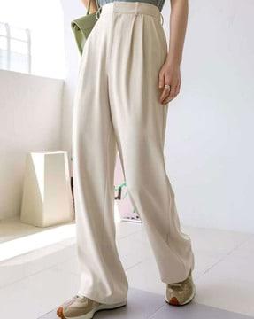 wide-leg high-rise pleated pants