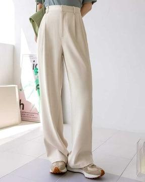 wide-leg high-rise pleated pants